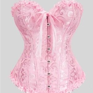 SHEIN Pink Lace-Up Corset